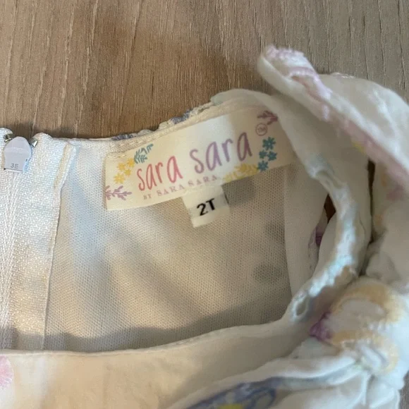 Sara Sara White Floral Dress with Ruffle Hem - Picture 4 of 5